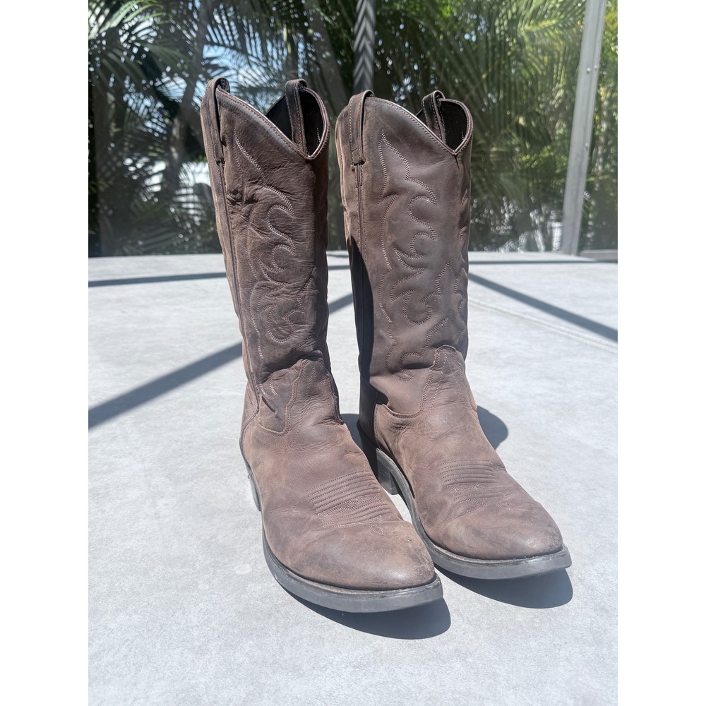 Old West TBM3051 Mens Brown Leather Western Cowboy Boots Size 10.5 D